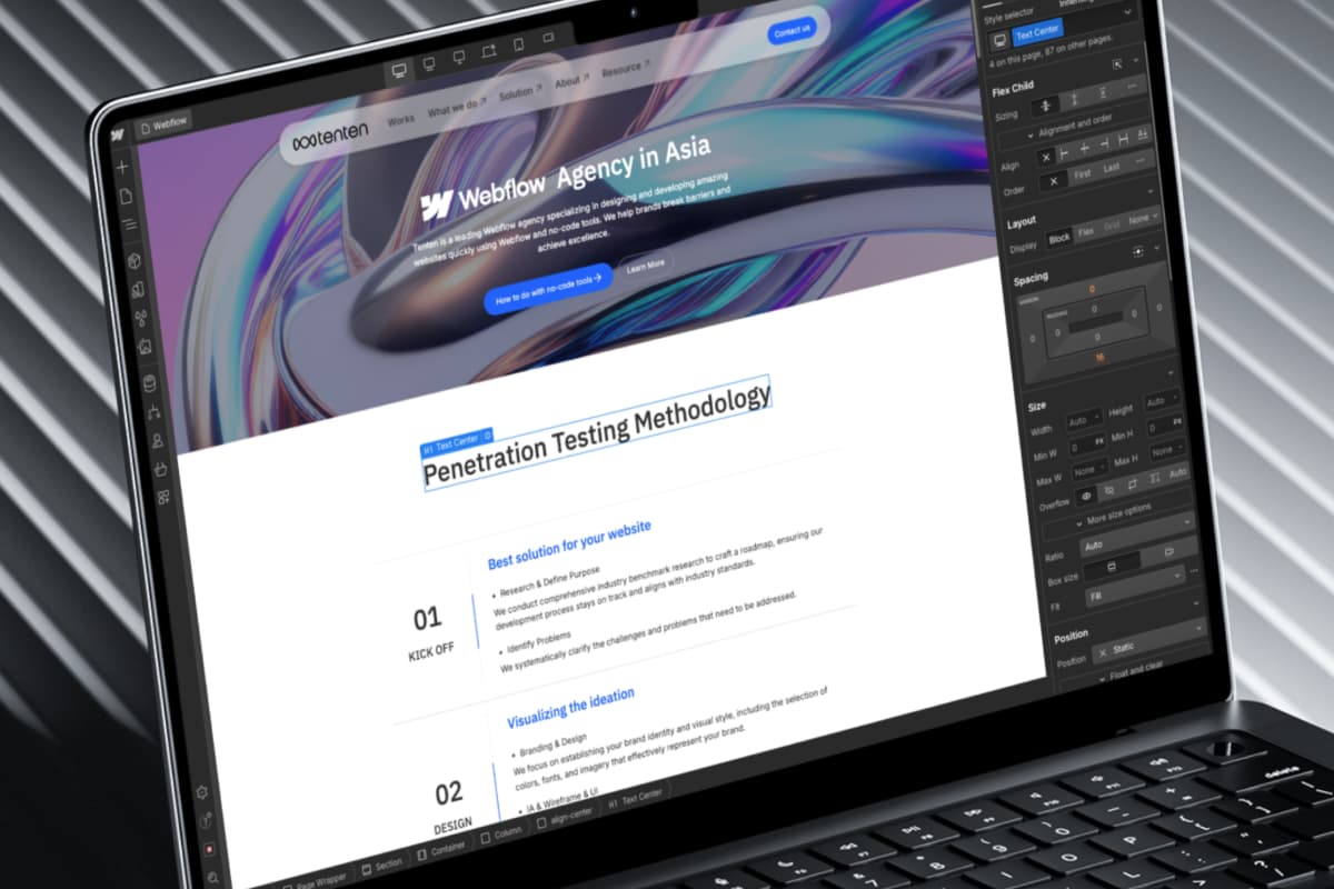 Figma design translated into a live Webflow site