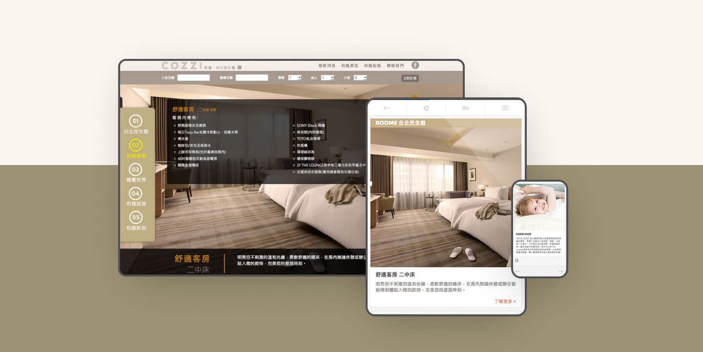 Hotel COZZI project interface
