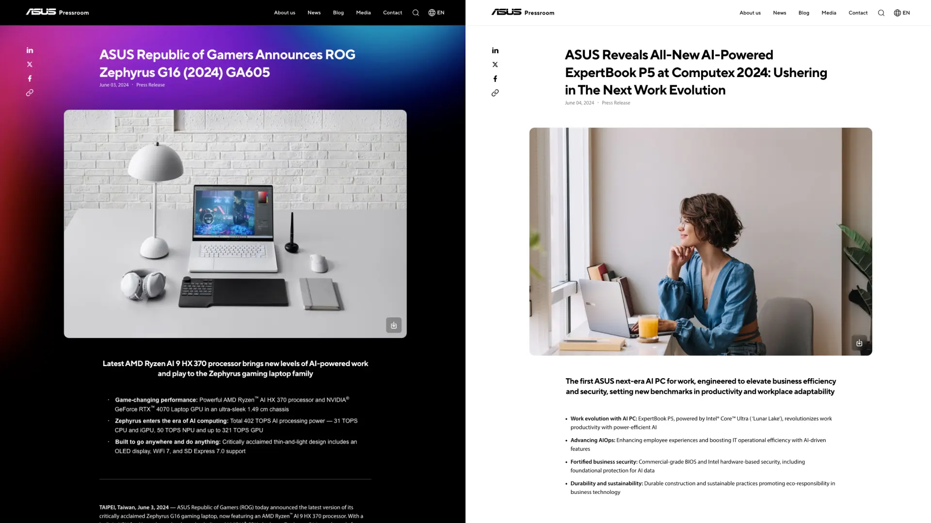 ASUS Pressroom Design & workflow